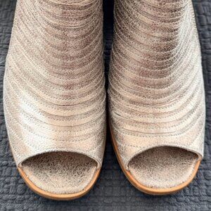 Paul Green in metallic gray Cayanne Peep Toe High Heel Booties (UK 6) US 8.5